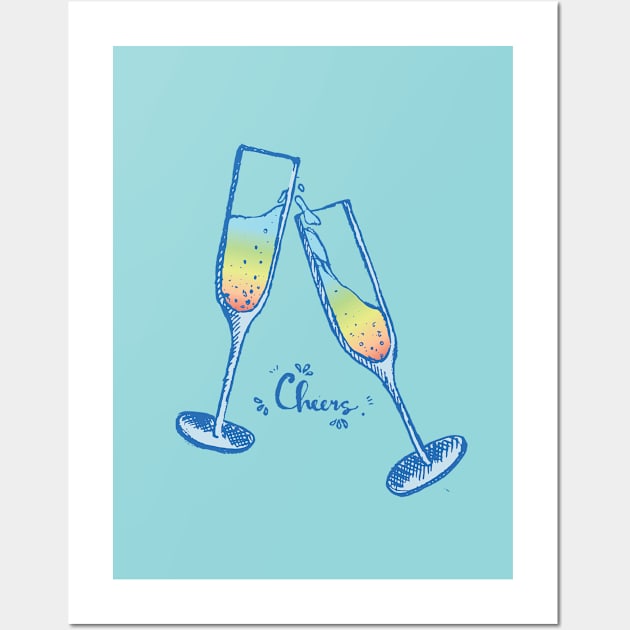 Champagne cheers new-year party Wall Art by Cottonbutton